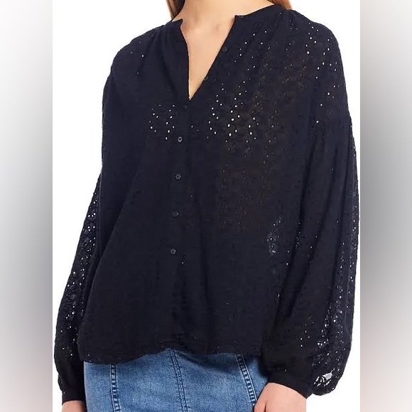 Free People Black Button-Up Top - Picture 4 of 8
